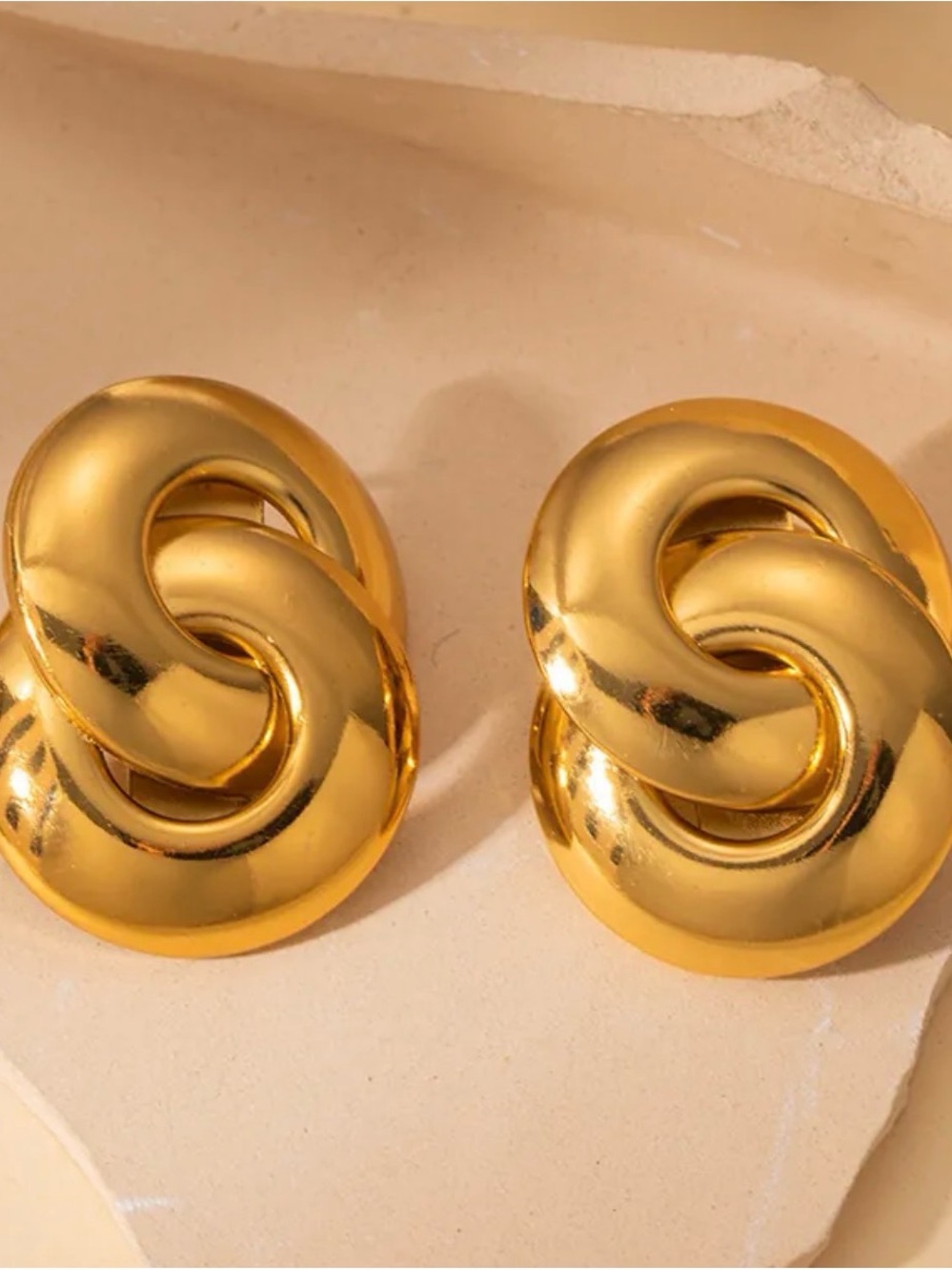 Multi layer 18k gold plated chunky earrings for women